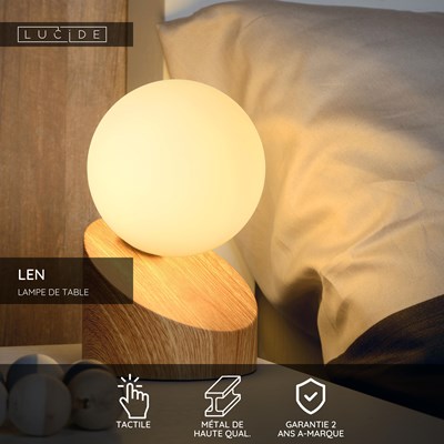 Lucide LEN - Lampe de table - Ø 10 cm - 1xG9 - Bois clair
